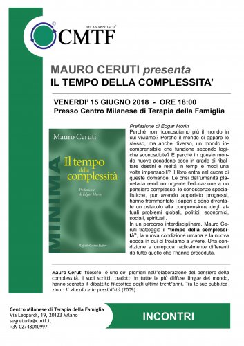 Mauro Ceruti presenta Il tempo della complessit&agrave; al Centro Milanese di Terapia della Famiglia