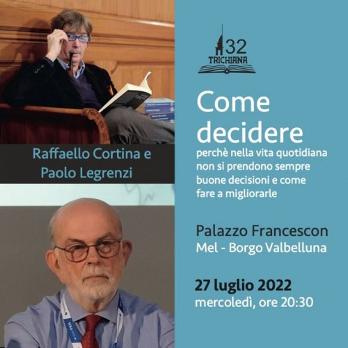 Trichiana paese del libro 2022: Raffaello Cortina e Paolo Legrenzi in dialogo